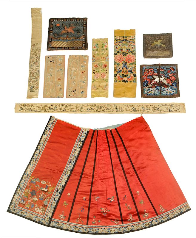 Appraisal: Eight Chinese Silk Embroideries late th early th century red