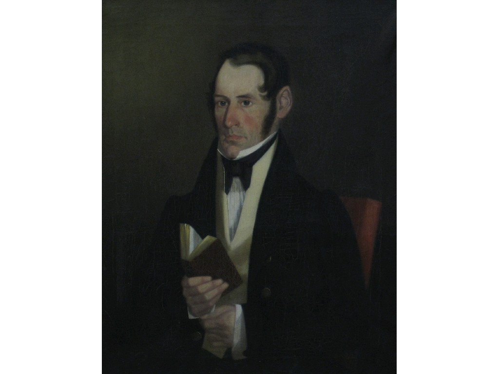 Appraisal: Oil on canvas portrait of a Georgian gentleman signed or