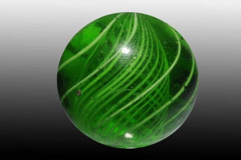 Appraisal: Green Glass Latticino Marble Description Two-stage Condition Size