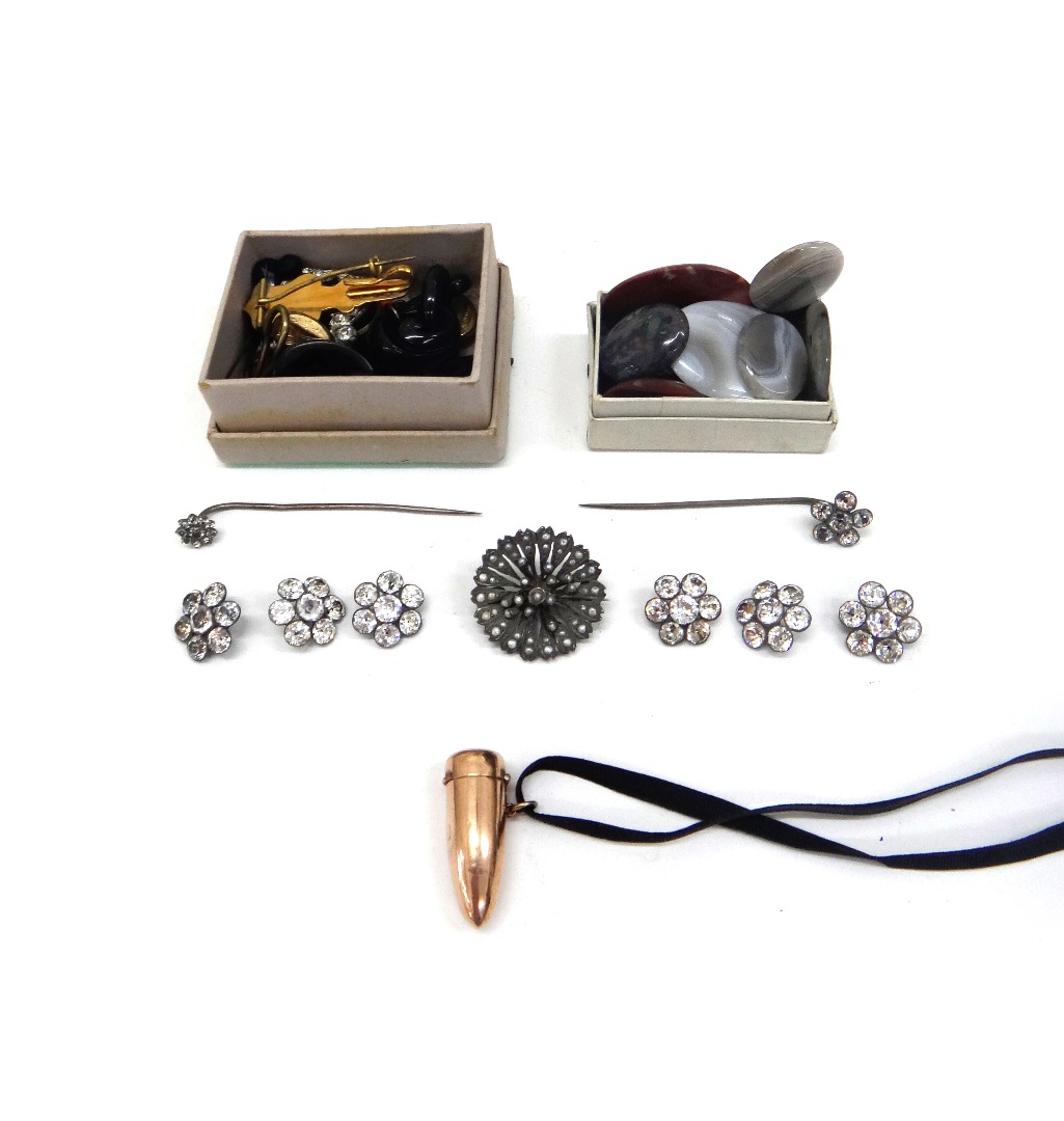 Appraisal: A small group of late th century paste set jewellery