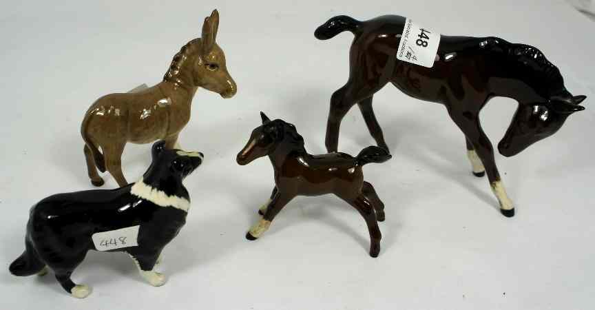 Appraisal: Beswick Foal Grazing Model Foal Donkey a and a Sheepdog