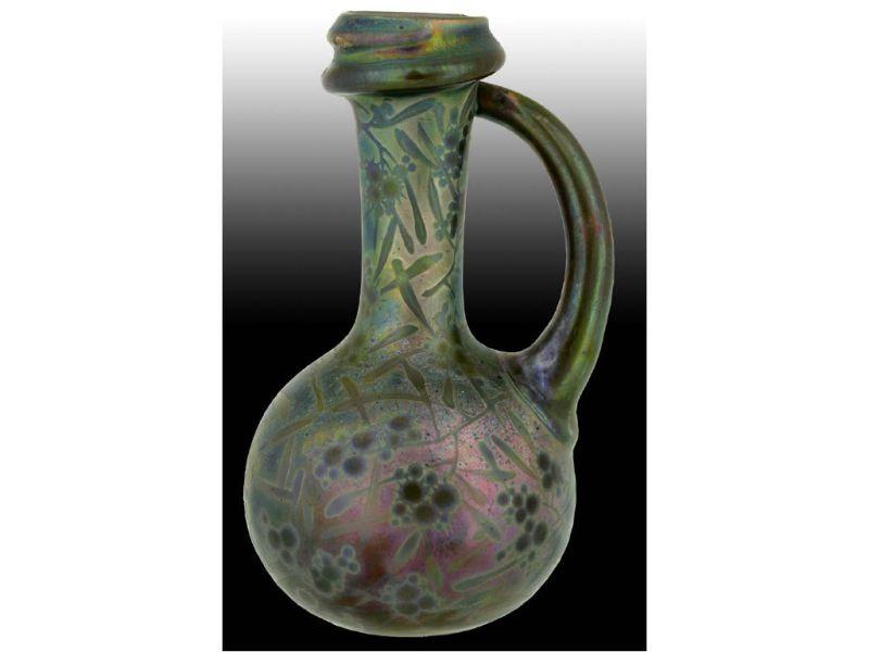 Appraisal: Clement Massier French Pottery Vase with Handle Description - ''