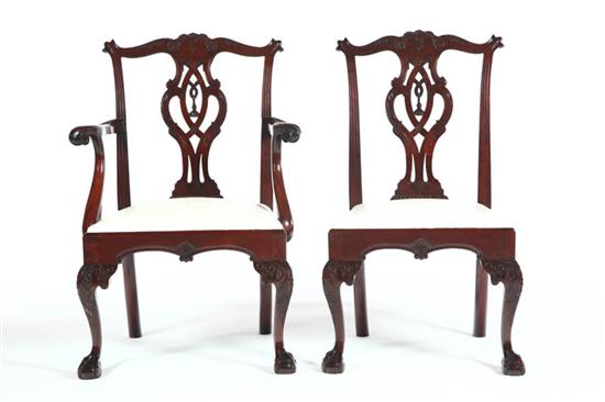 Appraisal: SET OF EIGHT CHIPPENDALE-STYLE CHAIRS American nd half- th century