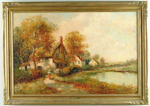 Appraisal: FRANCES H MCKAY American - DUTCH FARMYARD Large oil on