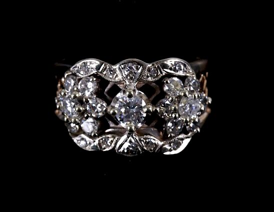 Appraisal: K Gold White Gold Diamond Ring For your consideration is