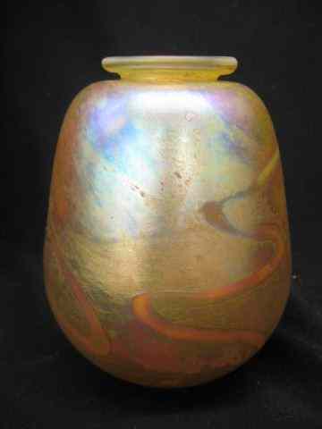 Appraisal: Phoenix Studio Art Glass Vase cameo snake forest scene rich