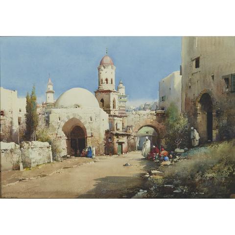 Appraisal: Noel Harry Leaver - NORTH AFRICAN STREET SCENE British Watercolour