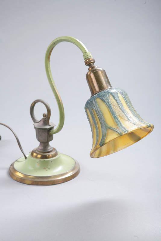 Appraisal: DESK LAMP WITH ART GLASS SHADE Possibly Handel Lava glass