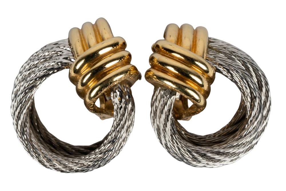 Appraisal: FRED FORCE KARAT YELLOW GOLD STAINLESS STEEL EARRINGSstamped ' '