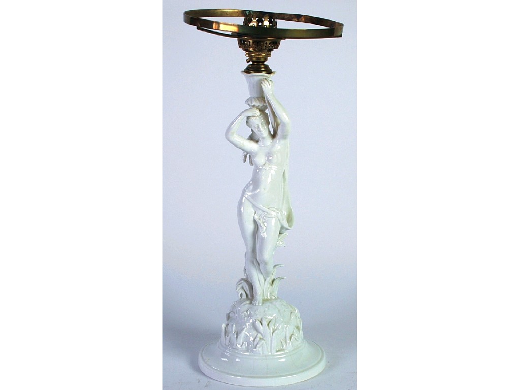 Appraisal: SPODE COPELAND'S CHINA WHITE GLAZED FIGURAL ELECTRIC TABLE LAMP BASE