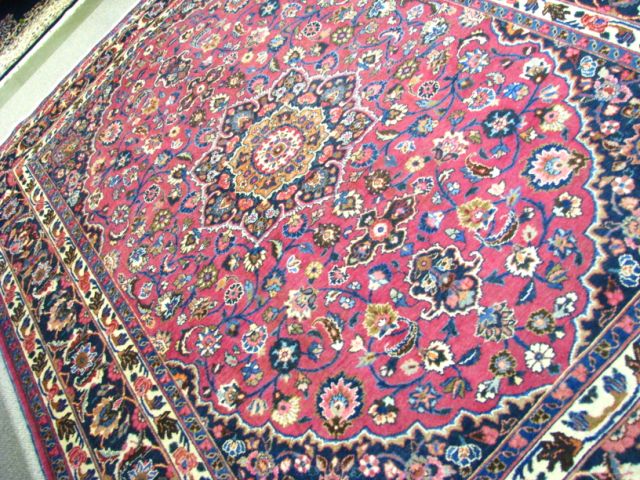 Appraisal: Oriental Rug ' x ' Maroon field navy border Traditional