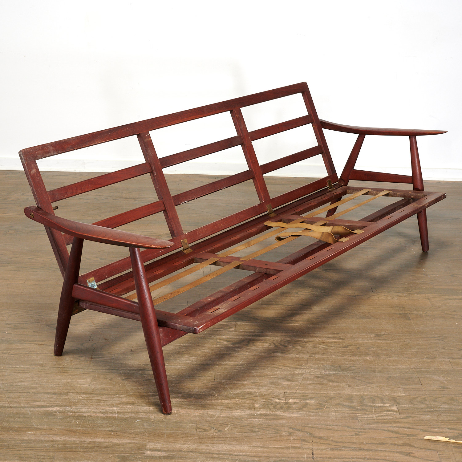 Appraisal: HANS WEGNER RARE GE SOFA c Denmark teak frame with