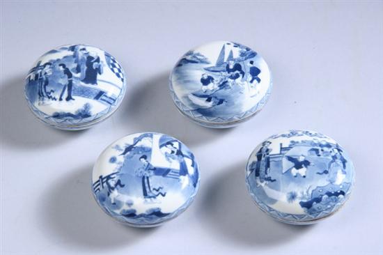 Appraisal: FOUR CHINESE BLUE AND WHITE PORCELAIN PASTE BOXES - Each