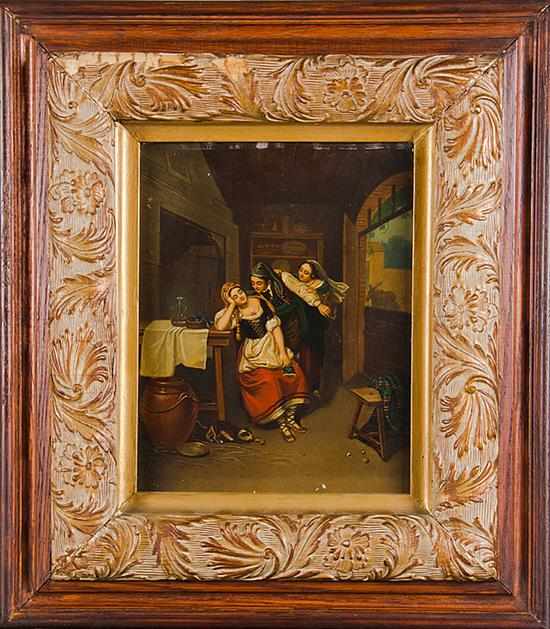 Appraisal: Continental school late th century PAIR OF WORKS INTERIOR SCENES