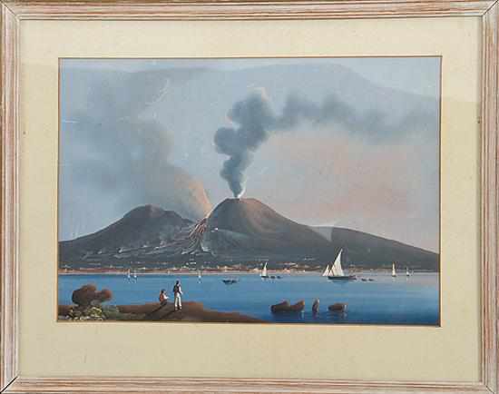 Appraisal: Neapolitan school late th century ERUPTION OF MT VESUVIUS gouache