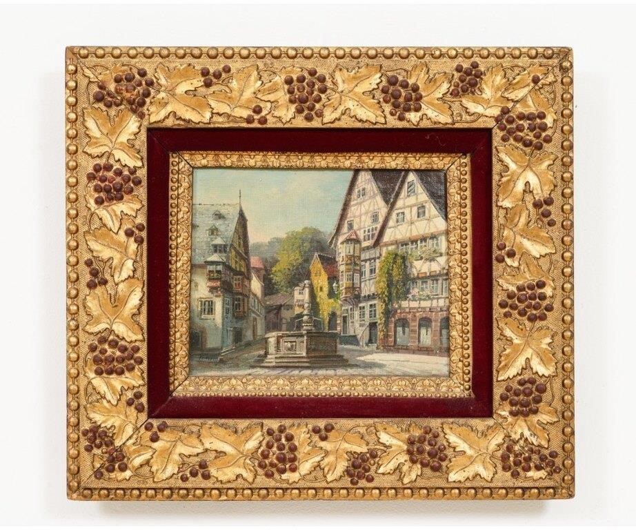 Appraisal: Oil on canvas of a German Village scene signed lower