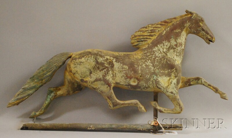 Appraisal: Molded Copper Full-body Running Horse Weather Vane traces of gilt