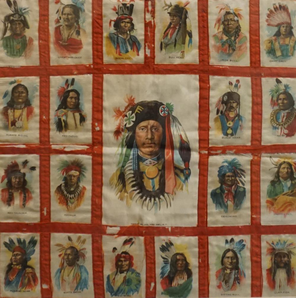 Appraisal: FRAMED GROUP OF TWENTY-ONE AMERICAN INDIAN CHIEF TOBACCO SILKS PROBABLY