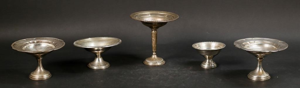 Appraisal: weighted sterling silver compotes Pair of Fisher compotes with scalloped