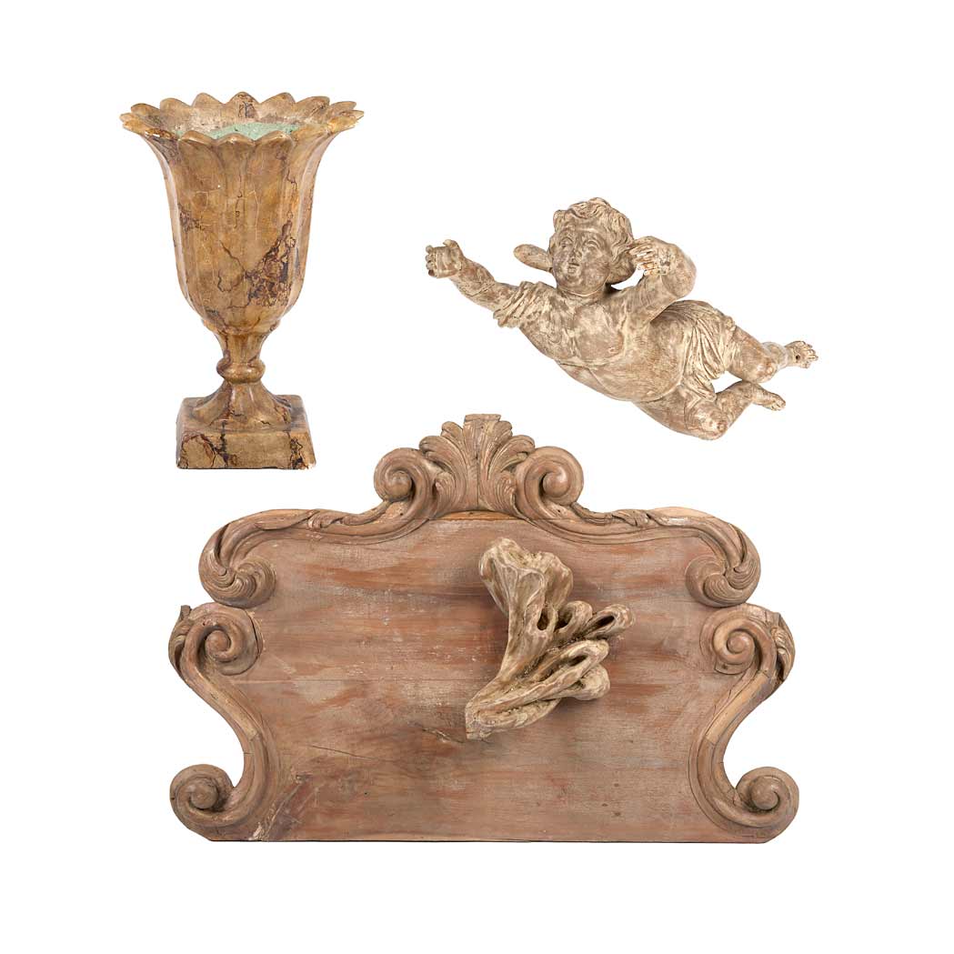 Appraisal: Group of Italian Baroque Style Fruitwood Architectural Elements Comprising a