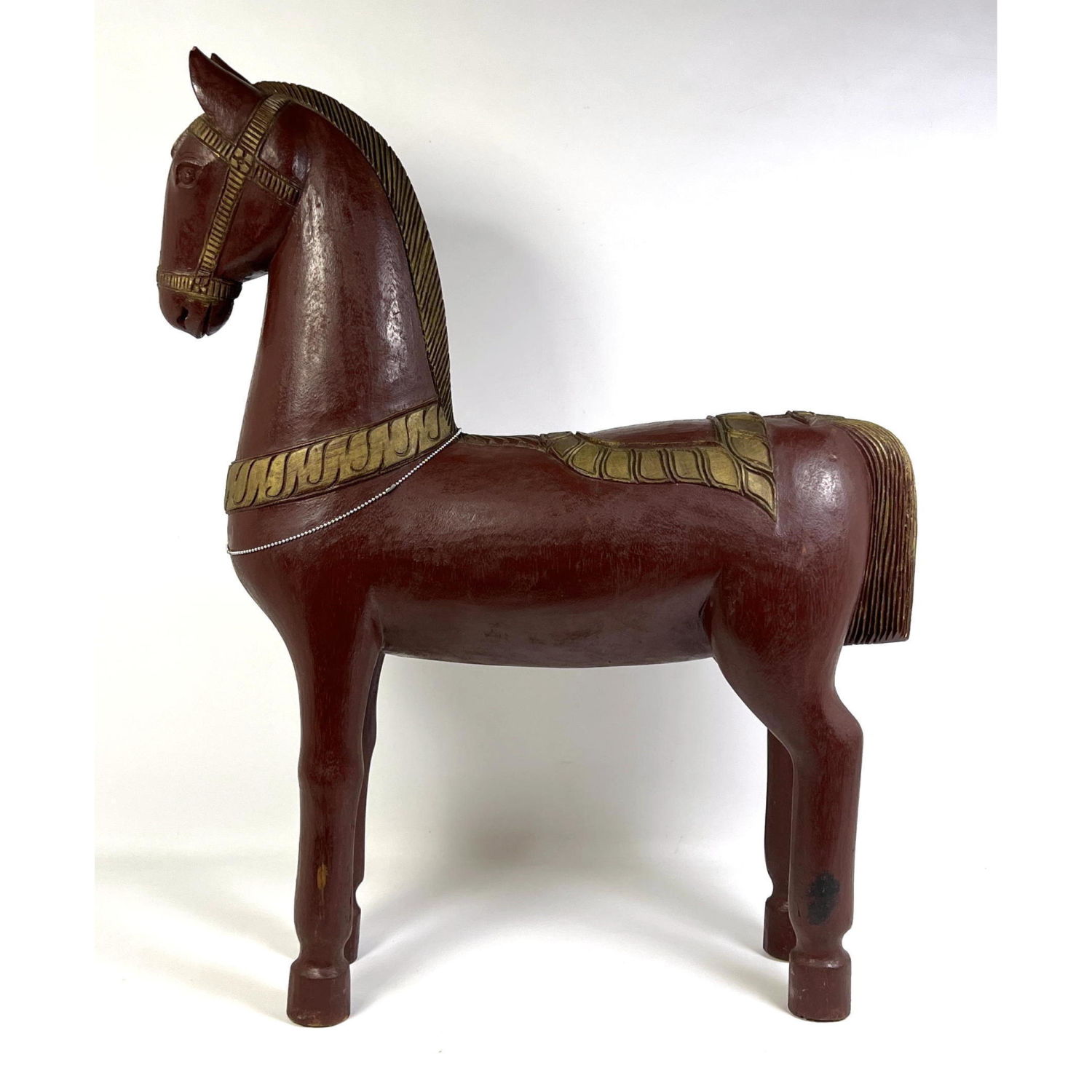 Appraisal: Carved Polychrome Horse Figure Sculpture East Asian style Dimensions H