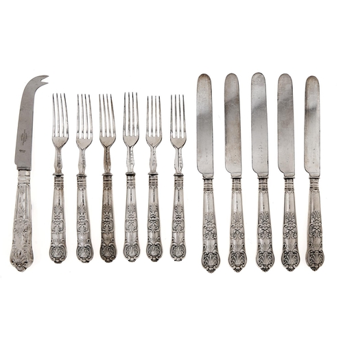 Appraisal: A set of five Victorian silver hafted fish knives and