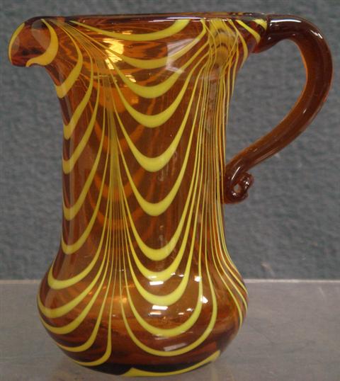 Appraisal: Beacon Glass Company Southern NJ amber cream pitcher with green-yellow