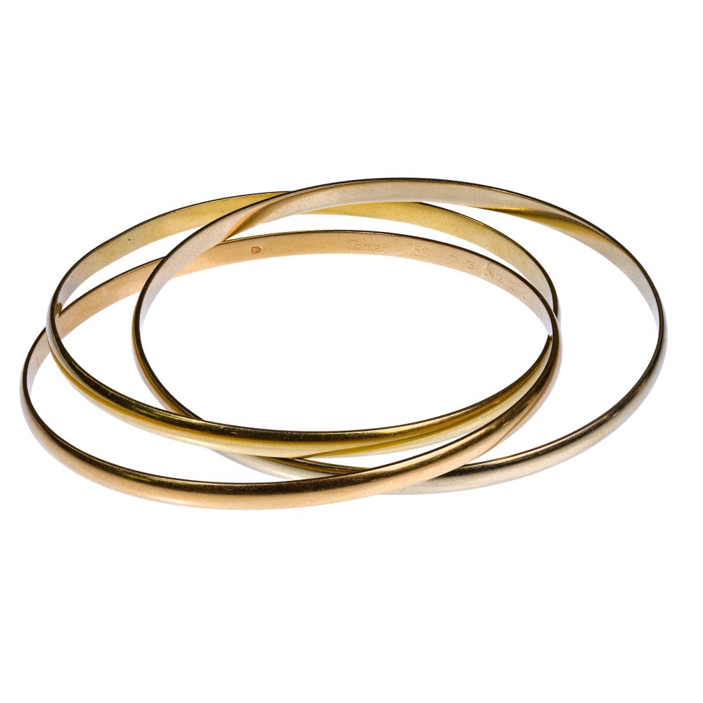 Appraisal: CARTIER K GOLD TRINITY BANGLE BRACELET intertwined bangles each band