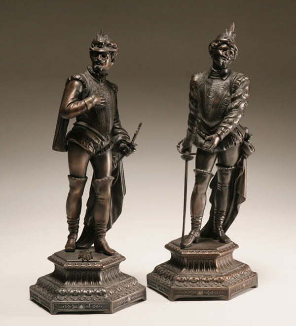 Appraisal: Pair of spelter figures dressed as cavaliers Sir Walter Raleigh