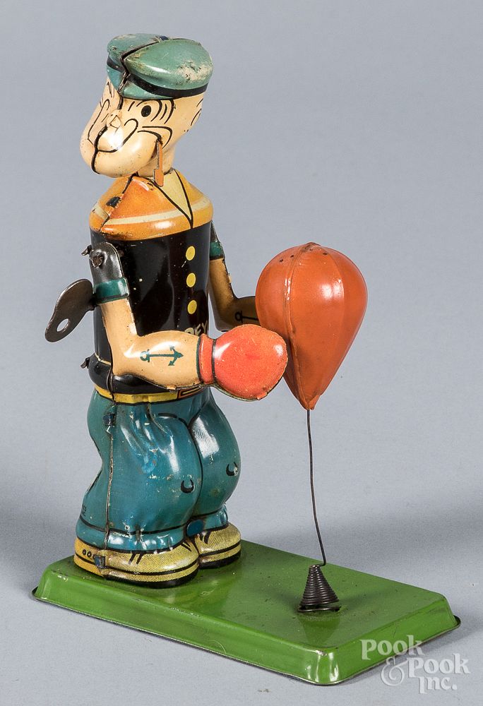 Appraisal: Chein tin lithograph wind-up Popeye boxer Chein tin lithograph wind-up