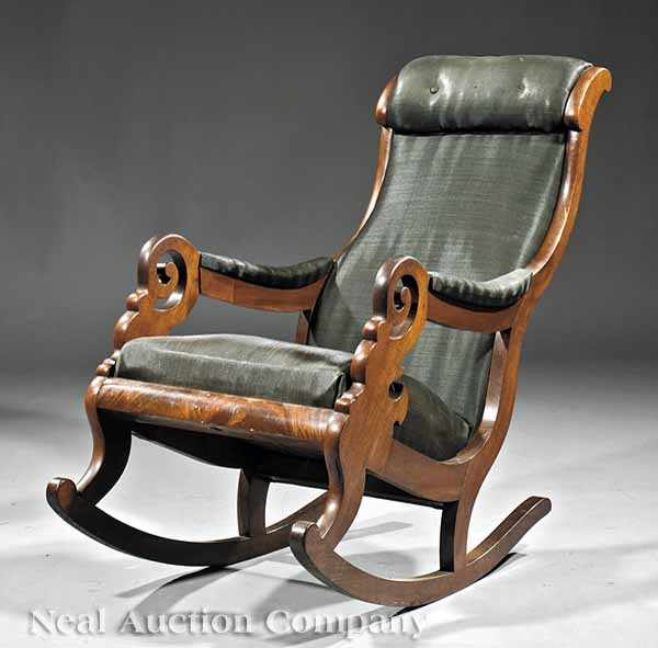 Appraisal: An American Late Classical Mahogany Lincoln Rocker mid- th c