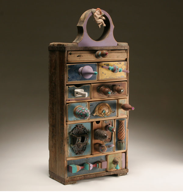 Appraisal: Don Grider Outsider Art wooden cabinet midwestern artist uses found