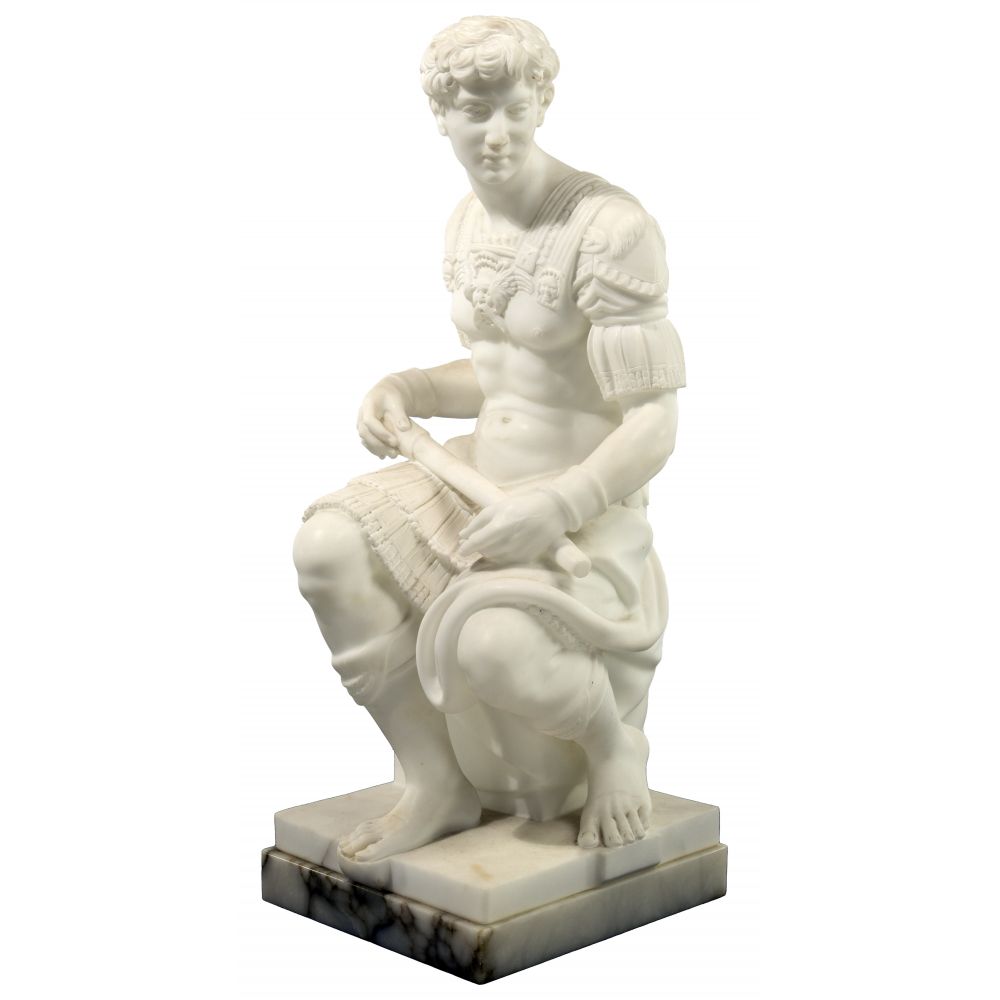 Appraisal: AFTER MICHELANGELO LORENZO DE MEDICI SCULPTUREMarble composite reproduction sculpture from