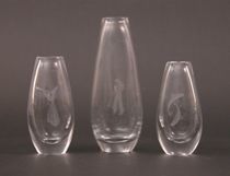 Appraisal: Trio of Kosta Boda Glass Vases Trio of Kosta Boda