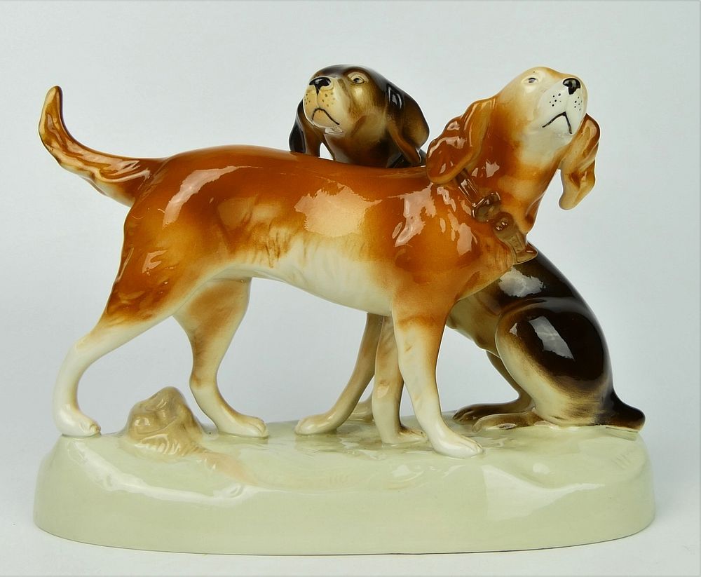 Appraisal: ROYAL DUX CONTEMPORARY PROCELAIN FIGURE HOUND DOGS Measures tall and