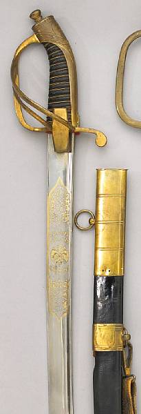 Appraisal: An Imperial Russian Pattern naval officer's sword The inch pipe-back