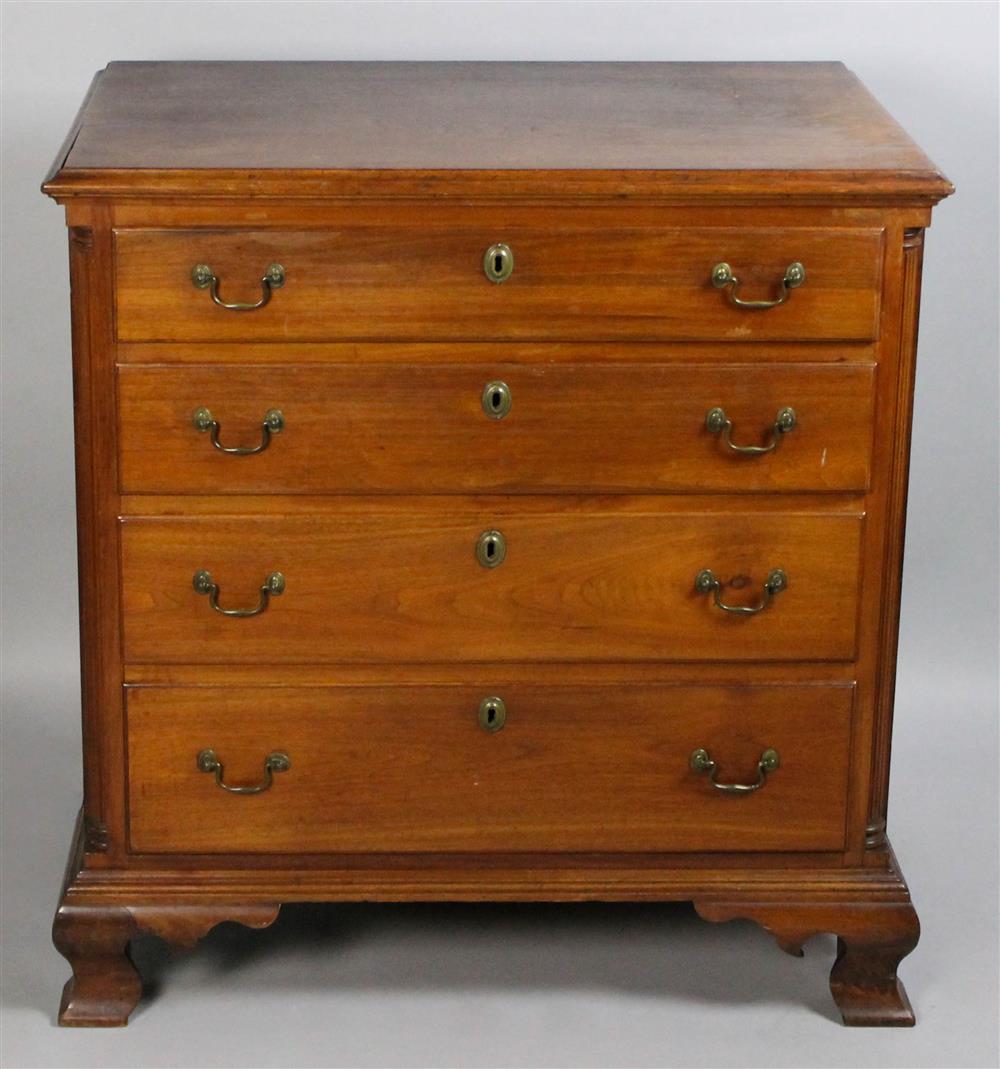 Appraisal: CHIPPENDALE STYLE WALNUT CHEST OF DRAWERS an early revival bench