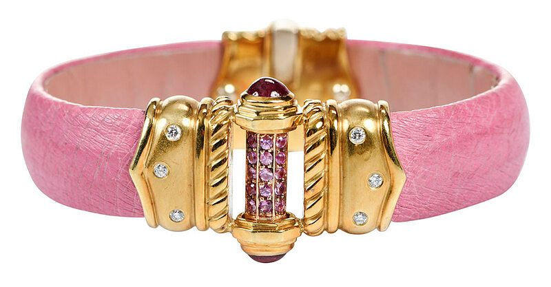 Appraisal: Orlanda Olsen kt Gemstone Bracelet six round brilliant diamonds pink