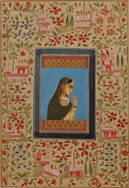 Appraisal: Indian School th CenturyA double sided folio page with miniature