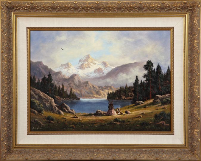 Appraisal: Heinie Hartwig American b Rocky Mountain Camp oil on canvas