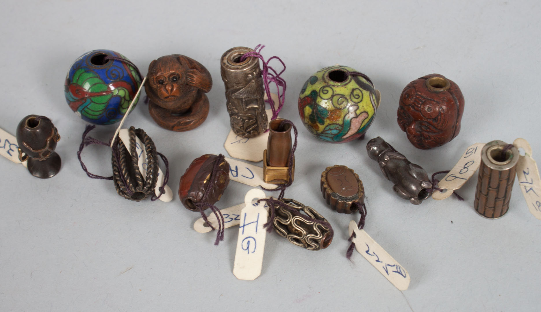 Appraisal: assorted Japanese beads including cloisonne wood and possibly silver