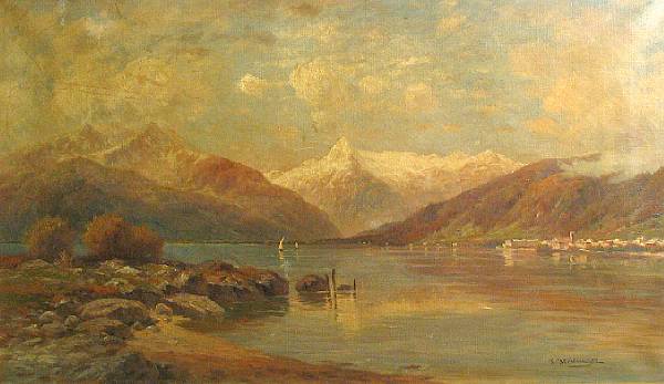 Appraisal: Paul Heitinger German - A view of an alpine lake