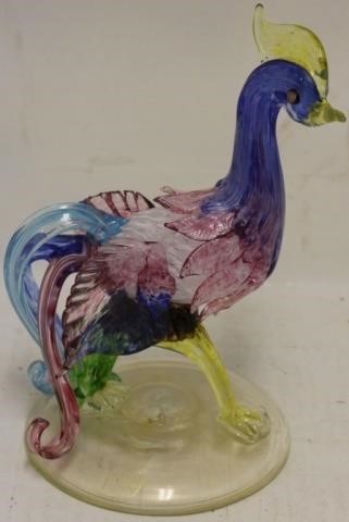 Appraisal: TH C MURANO ART GLASS EXOTIC BIRD MULTI-COLORED HIGH X