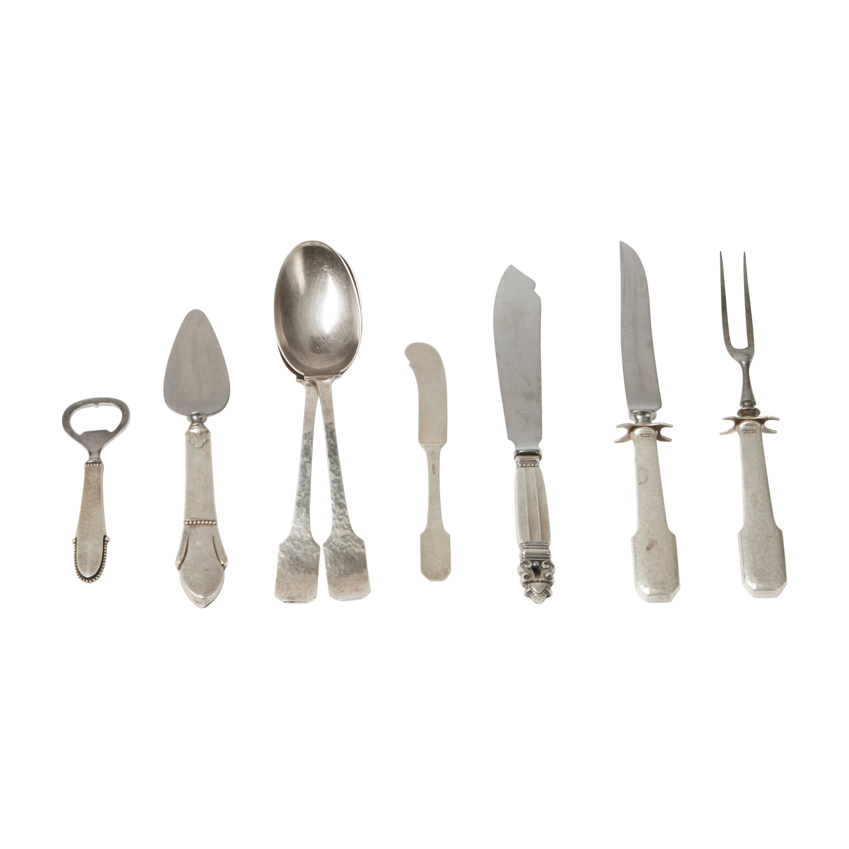 Appraisal: Seven Pieces of Modern Sterling Silver Flatware including two Shreve