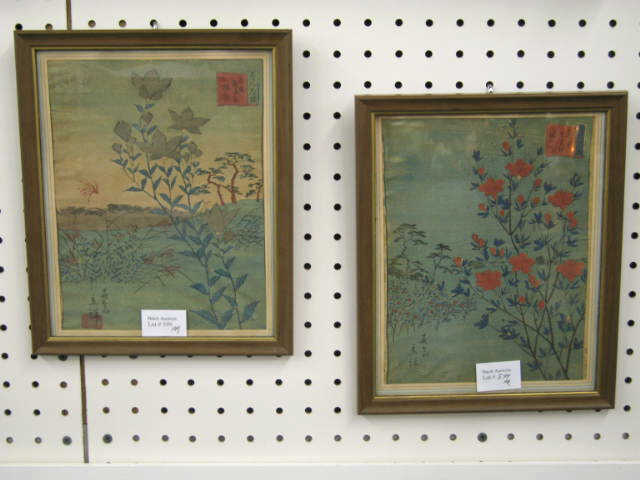 Appraisal: Pair of Oriental Woodblock Prints florals