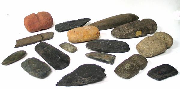 Appraisal: A grouping of Native American lithic material Including a Pueblo