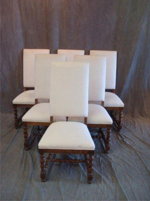 Appraisal: Set of Tudor Style Upholstered Dining Chairs Dimensions wide x