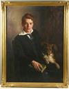 Appraisal: OOC - Portrait of young squire with dog signed lower