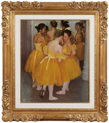 Appraisal: Wu Jian Chinese born Young Ballerinas in Yellow signed upper