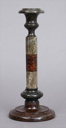 Appraisal: SPECIMEN MARBLE CANDLESTICK LAMP The octagonal stem with veined grey